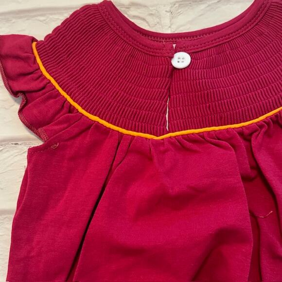 Boutique Abby & Evie 12 Month Baby Girl Red Pumpkin Short Sleeve One-piece - Picture 5 of 6